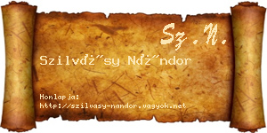 Szilvásy Nándor névjegykártya